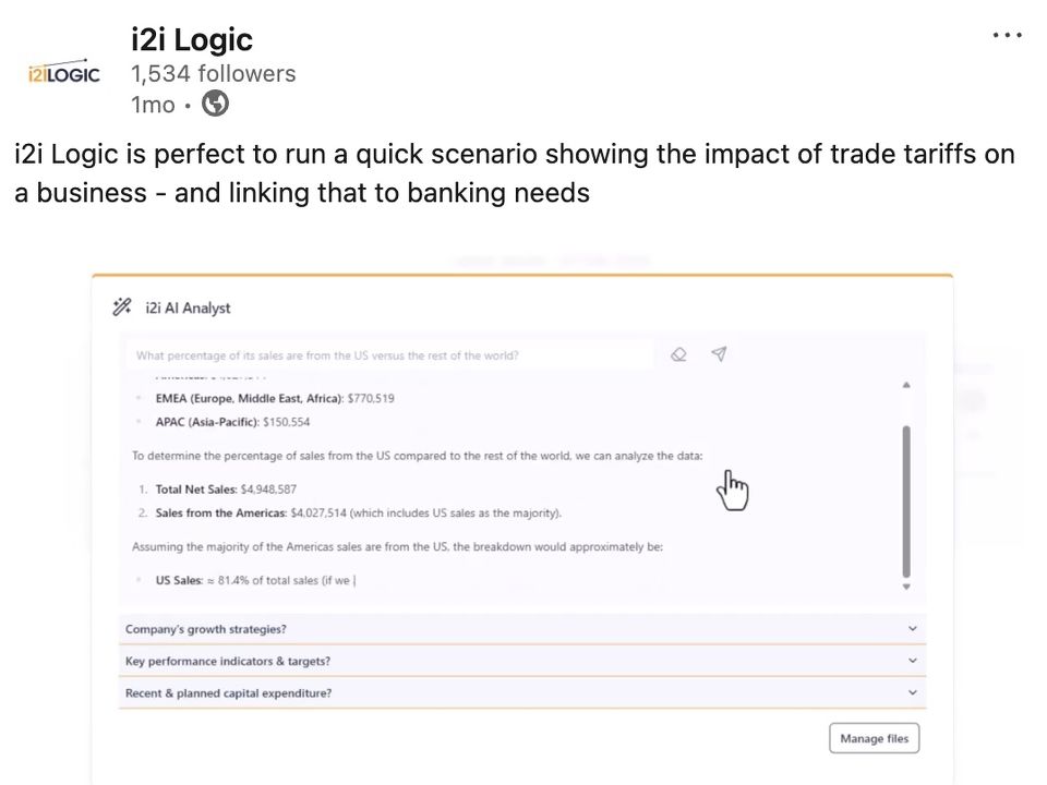 Run a quick scenario showing the impact of trade tariffs on a business